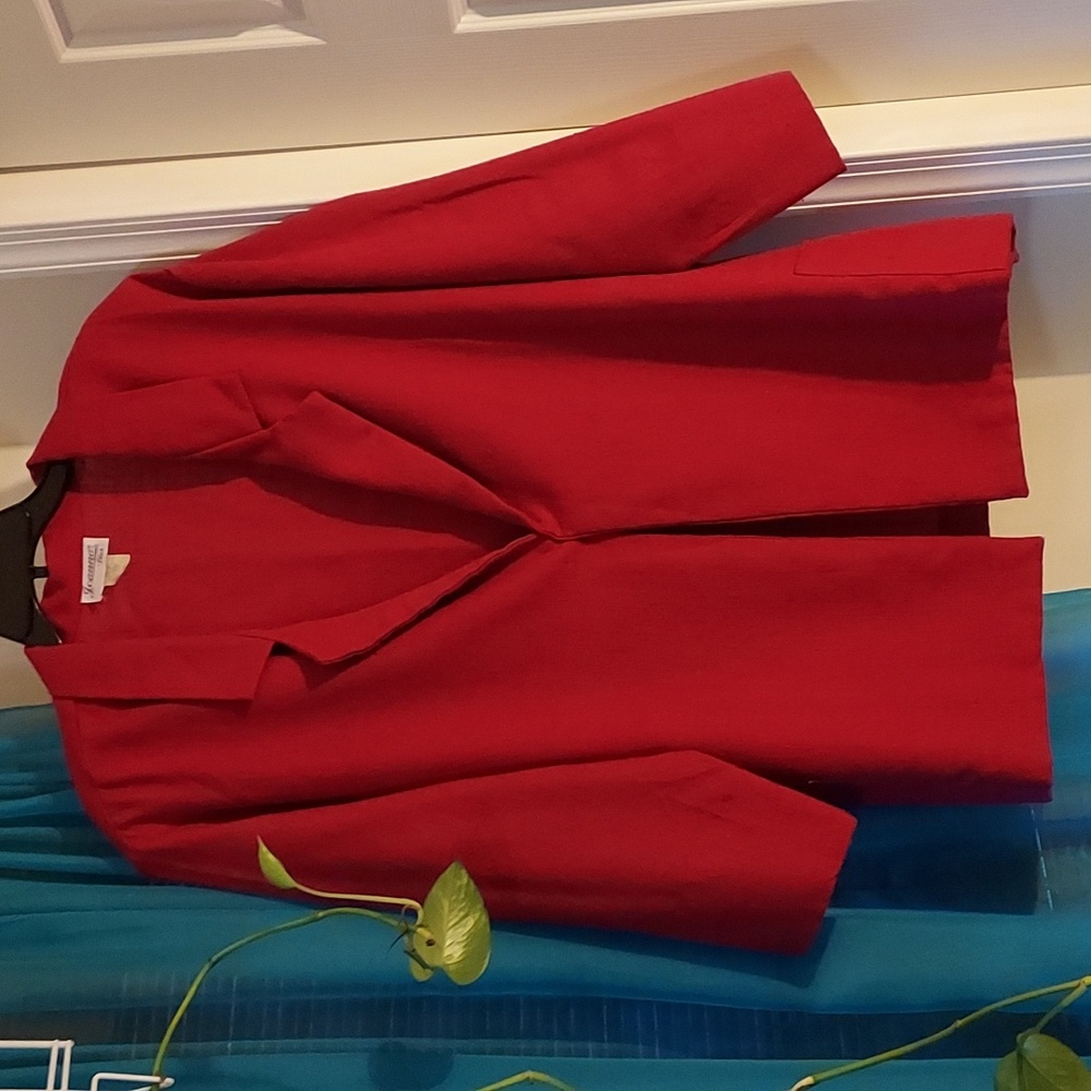 Red Open-Front Blazer Jacket Size 24W.  Washable